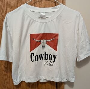 Cowboy Killer White Cropped T-Shirt